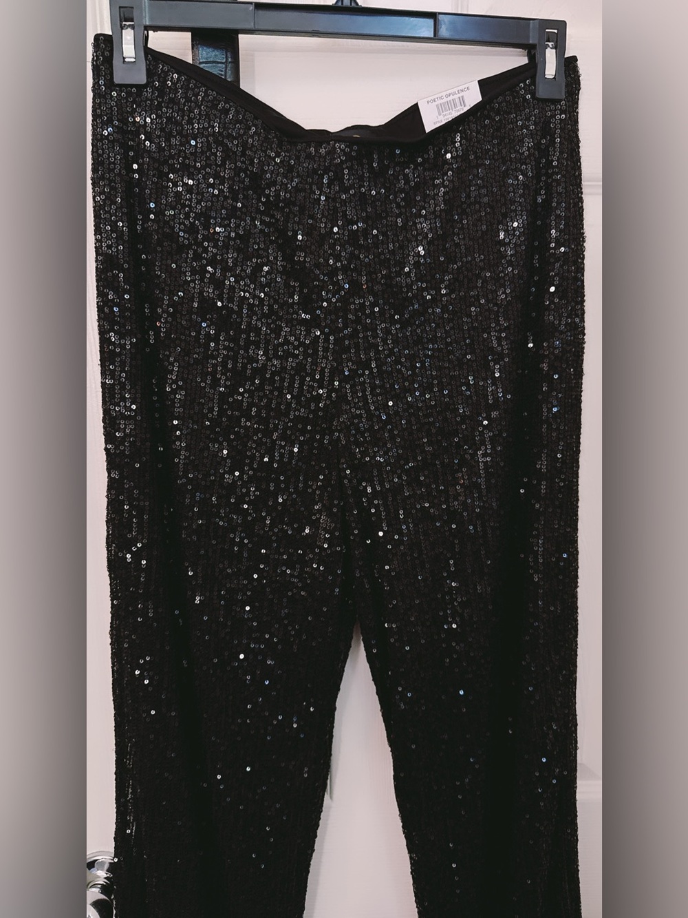 JM Collection Black Sequin Straight Leg Pants